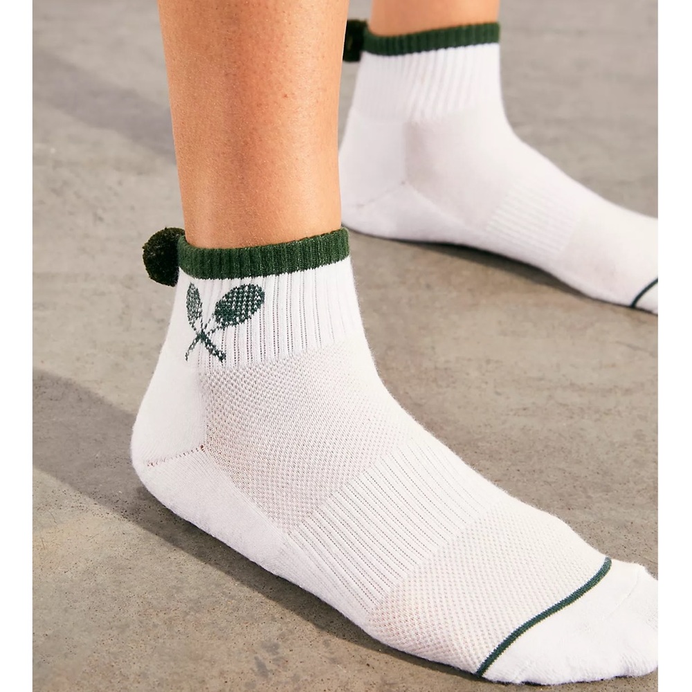 FREE PEOPLE Pom Pom Embroidered Socks